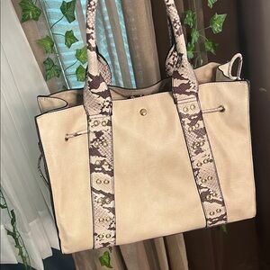 Stylish Beige and Brown Tote Bag